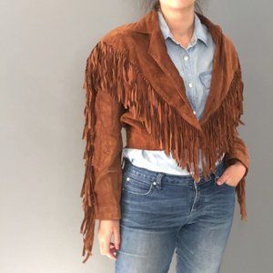 Vintage Leather fringe jacket Western